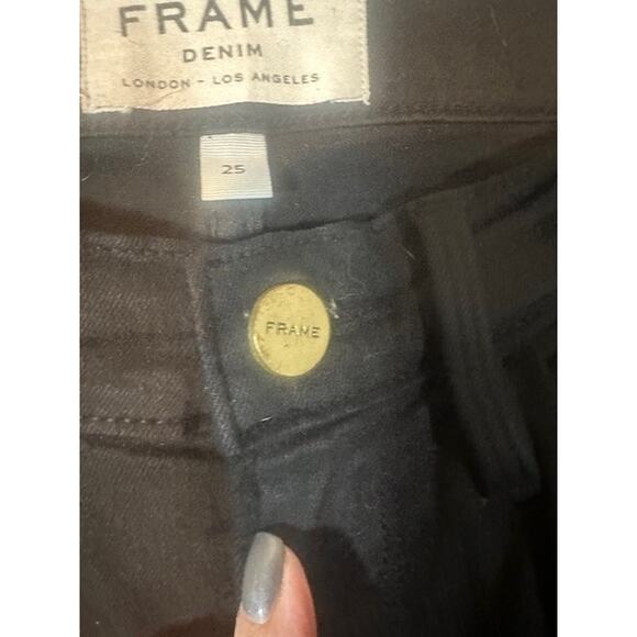 Frame Film Noir Black Forever Karlie Raw Hem Skinny Ankle Jeans Women Sz 25 - Picture 7 of 11